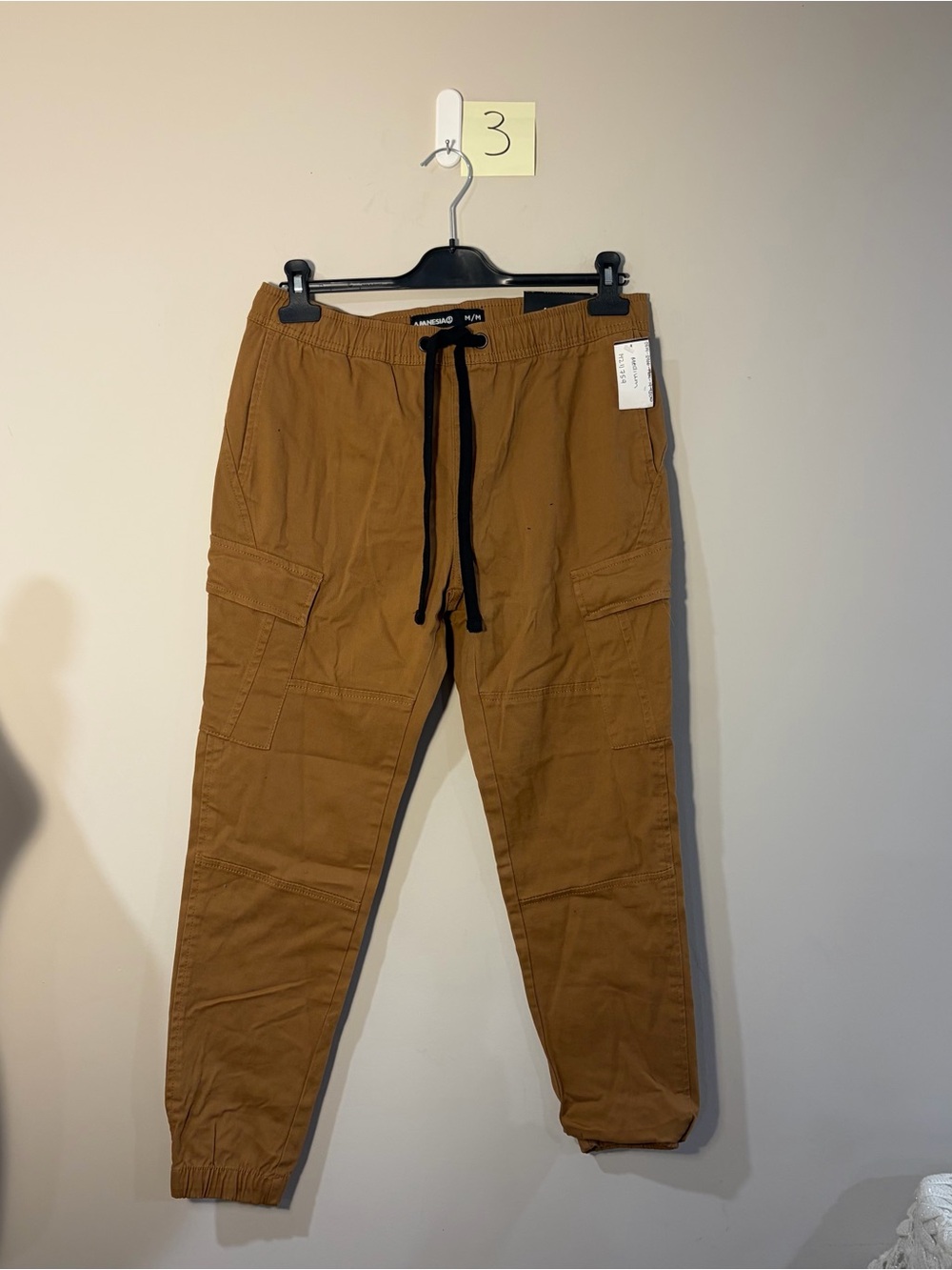 Casual Men's Cargo Joggers in Tan with Drawstring
